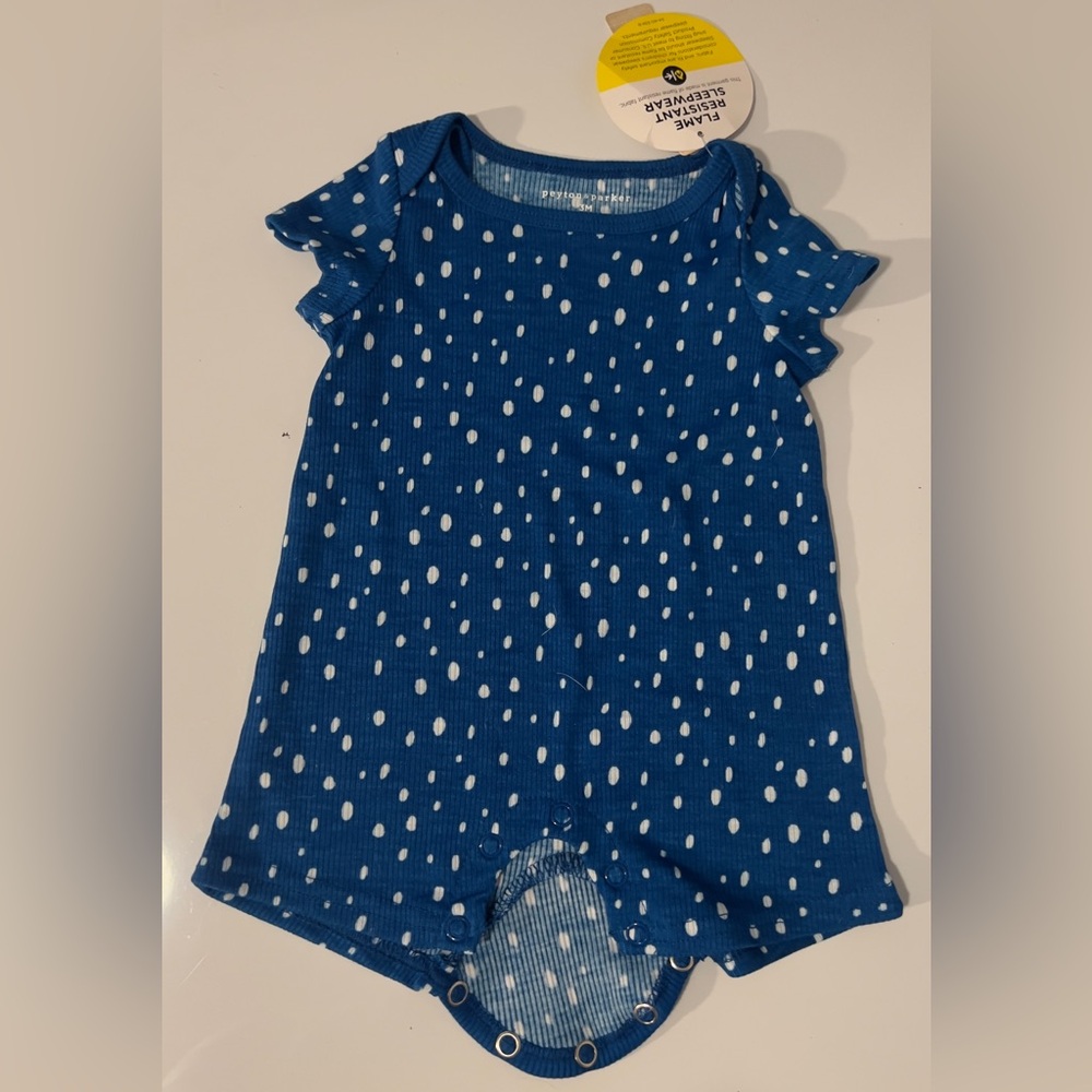 Blue Polka Dot Baby Romper Peyton & Parker 3M
